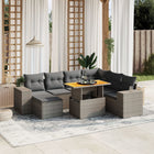 8-delige Loungeset met kussens poly rattan grijs