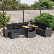 Loungeset 9-delig poly rattan zwart