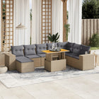 9-delige Loungeset met kussens poly rattan beige