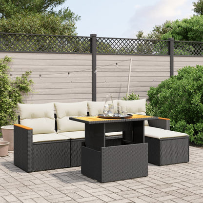 6-Delige Loungeset Met Kussens Poly Rattan Zwart