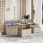 Loungeset 6-delig poly rattan beige