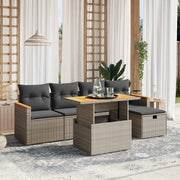 Loungeset 6-delig poly rattan grijs