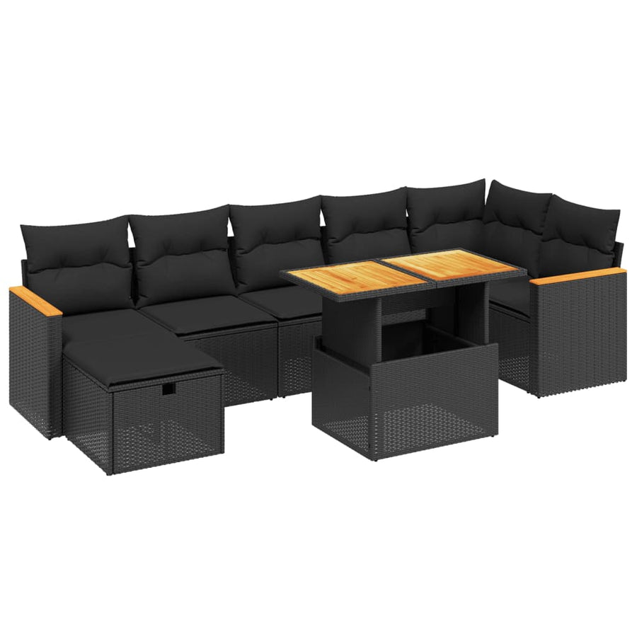 8-Delige Loungeset Met Kussens Poly Rattan Zwart