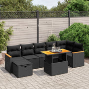Loungeset 8-delig poly rattan zwart