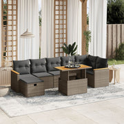 Loungeset 8-delig poly rattan grijs