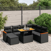 Loungeset 8-delig poly rattan zwart