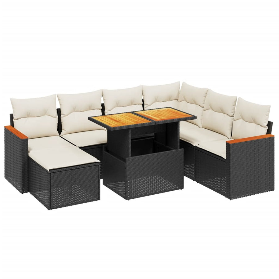 8-Delige Loungeset Met Kussens Poly Rattan Zwart