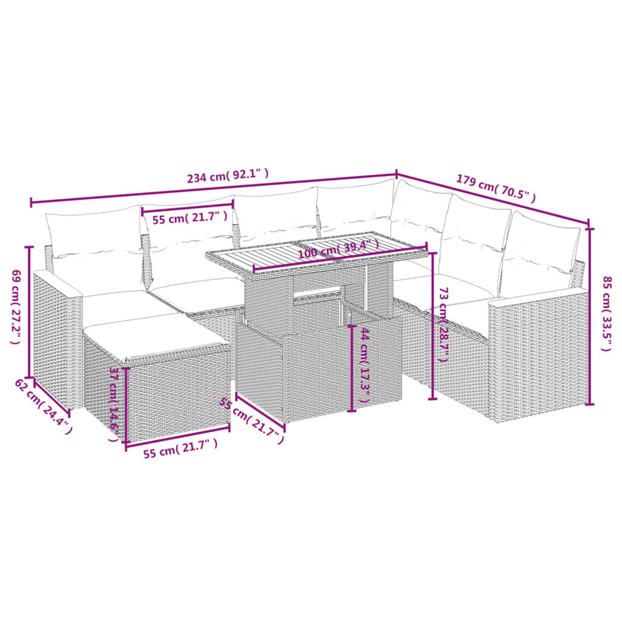 8-Delige Loungeset Met Kussens Poly Rattan Zwart