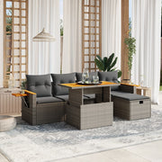 Loungeset 6-delig poly rattan grijs