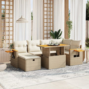 Loungeset poly rattan 7-delig beige
