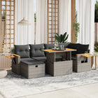 7-delige Loungeset met kussens poly rattan grijs