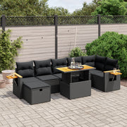 Loungeset 8-delig poly rattan zwart