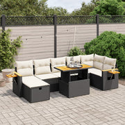 Loungeset 8-delig poly rattan zwart