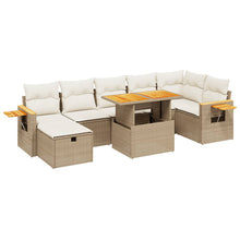 8-delige Loungeset met kussens poly rattan beige