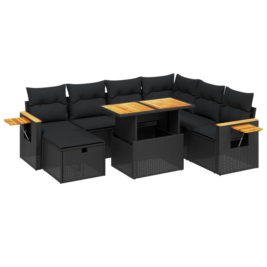 8-Delige Loungeset Met Kussens Poly Rattan Zwart
