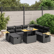 Loungeset 8-delig poly rattan zwart