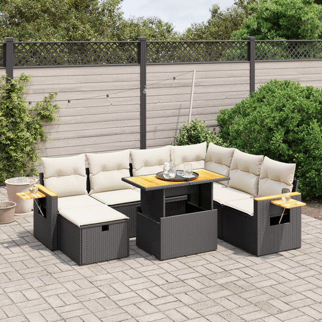 8-Delige Loungeset Met Kussens Poly Rattan Zwart