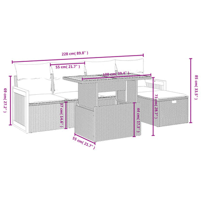 6-Delige Loungeset Met Kussens Poly Rattan Zwart