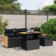 Loungeset 6-delig poly rattan zwart
