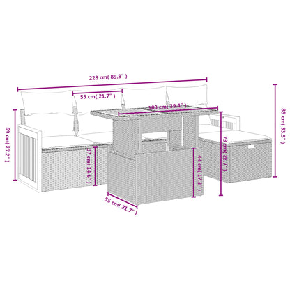 6-Delige Loungeset Met Kussens Poly Rattan Zwart