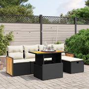 Loungeset 6-delig poly rattan zwart