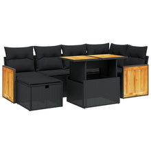 7-Delige Loungeset Met Kussens Poly Rattan Zwart