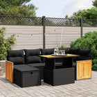 7-Delige Loungeset Met Kussens Poly Rattan Zwart