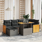 7-delige Loungeset met kussens poly rattan grijs