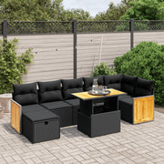 Loungeset 8-delig poly rattan zwart