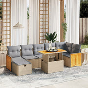 Loungeset poly rattan 8-delig beige