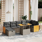 8-delige Loungeset met kussens poly rattan grijs