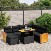 Loungeset 8-delig poly rattan zwart