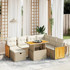 8-delige Loungeset met kussens poly rattan beige