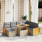 8-delige Loungeset met kussens poly rattan beige