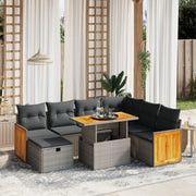 Loungeset 8-delig poly rattan grijs