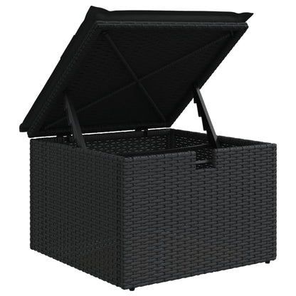 11-delige Loungeset met kussens poly rattan zwart