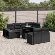 Loungeset 11-delig poly rattan zwart