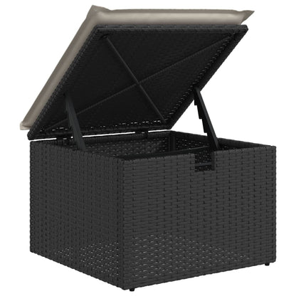 11-delige Loungeset met kussens poly rattan zwart