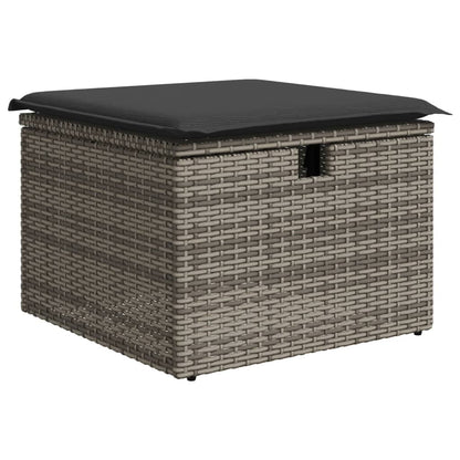 11-delige Loungeset met kussens poly rattan grijs