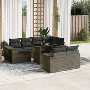 Loungeset 11-delig poly rattan grijs