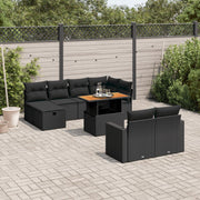 Loungeset poly rattan 11-delig zwart