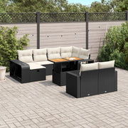 Loungeset 11-delig polyrattan zwart acaciahout