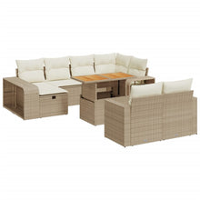 11-delige Tuinset met kussens poly rattan beige