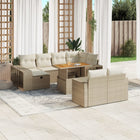 11-delige Tuinset met kussens poly rattan beige