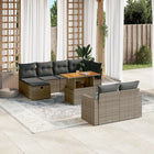 11-delige Loungeset met kussens poly rattan grijs