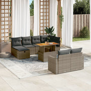 Loungeset 11-delig poly rattan grijs