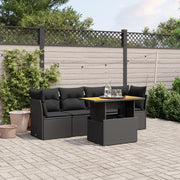 Loungeset 5-delig poly rattan zwart