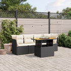 5-Delige Loungeset Met Kussens Poly Rattan Zwart