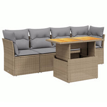 5-delige Loungeset met kussens poly rattan beige