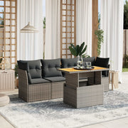 Loungeset 5-delig poly rattan grijs